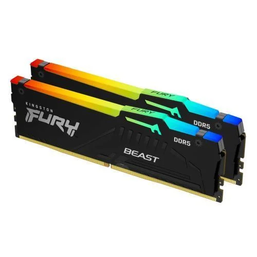 Kingston Fury Beast RGB 32GB Kit (2 x 16GB), DDR5, 6000MHz (PC5-48000), CL36, 1.35V, ECC, PMIC, AMD EXPO, DIMM Memory Kingston Fury Beast RGB 32GB Kit (2 x 16GB), DDR5, 6000MHz (PC5-48000), CL36, 1.35V, ECC, PMIC, AMD EXPO, DIMM Memory