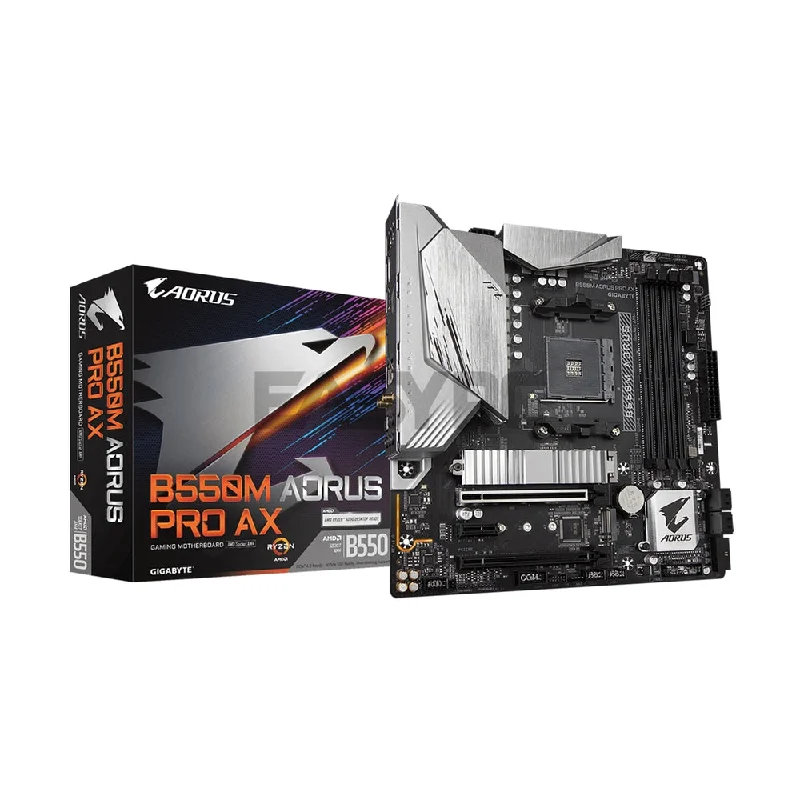 Gigabyte B550M Aorus Pro AX Socket Am4 Ddr4 Fusion 2.0, Blazing Fast 2.5GbE LAN, Ultra Durable RGB Gaming Motherboard Gigabyte B550M Aorus Pro AX Socket Am4 Ddr4 Fusion 2.0, Blazing Fast 2.5GbE LAN, Ultra Durable RGB Gaming Motherboard