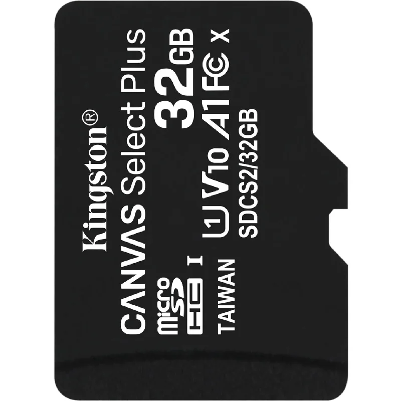 Kingston SDCS2/32GBSP Canvas Select Plus microSD Card With Android A1 Performance Class, 32GB Storage Capacity, 100 MB/s Read Speed, Class 10/UHS-I (U1) Kingston SDCS2/32GBSP Canvas Select Plus microSD Card With Android A1 Performance Class, 32GB Storage Capacity, 100 MB/s Read Speed, Class 10/UHS-I (U1)