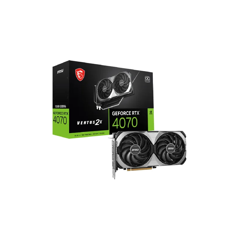 MSI GeForce RTX 4070 VENTUS 2X E1 OC Graphics Card | 12GB GDDR6 192-bit Memory | PCl Express 4.0 | HDMI, Display Port MSI GeForce RTX 4070 VENTUS 2X E1 OC Graphics Card | 12GB GDDR6 192-bit Memory | PCl Express 4.0 | HDMI, Display Port