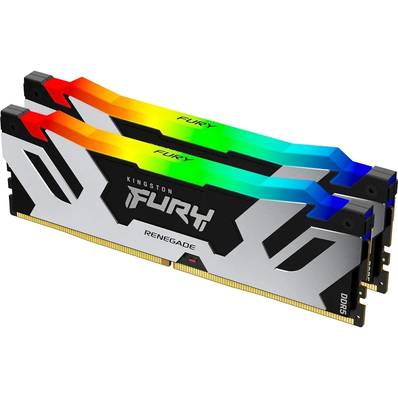 Kingston Fury Renegade RGB 64GB Kit (2 x 32GB), DDR5, 6400MHz, CL32, 1.4V, ECC, XMP 3.0, PMIC, DIMM Memory, Black/Silver Kingston Fury Renegade RGB 64GB Kit (2 x 32GB), DDR5, 6400MHz, CL32, 1.4V, ECC, XMP 3.0, PMIC, DIMM Memory, Black/Silver
