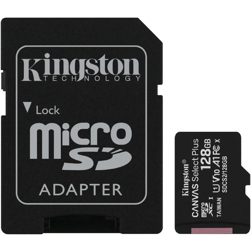 Kingston SDCS2/128GB Canvas Select Plus microSD Card With Android A1 Performance Class, 128GB Storage Capacity, 100 MB/s Read Speed, Class 10/UHS-I (U1) Kingston SDCS2/128GB Canvas Select Plus microSD Card With Android A1 Performance Class, 128GB Storage Capacity, 100 MB/s Read Speed, Class 10/UHS-I (U1)