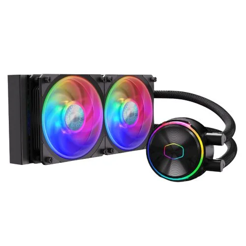 Cooler Master PL240 Flux ARGB 240mm Liquid CPU Cooler, 2x ARGB PWM Fans, RGB Pump Head, RGB Controller, Black Cooler Master PL240 Flux ARGB 240mm Liquid CPU Cooler, 2x ARGB PWM Fans, RGB Pump Head, RGB Controller, Black