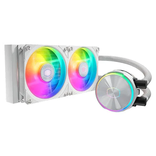Cooler Master PL240 Flux ARGB 240mm Liquid CPU Cooler, 2x ARGB PWM Fans, RGB Pump Head, RGB Controller, White Cooler Master PL240 Flux ARGB 240mm Liquid CPU Cooler, 2x ARGB PWM Fans, RGB Pump Head, RGB Controller, White