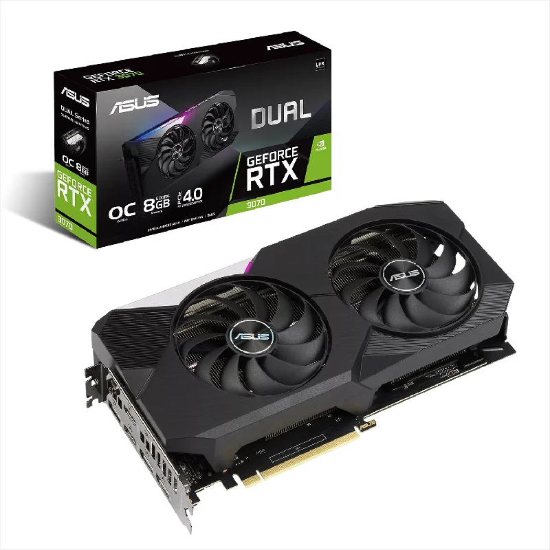 ASUS Dual GeForce RTX 3070 Graphics card, 8GB GDDR6, PCI Express 4.0 Video card, HDMI, Diaplay port, HDCP Support (DUAL-RTX3070-O8G-V2) ASUS Dual GeForce RTX 3070 Graphics card, 8GB GDDR6, PCI Express 4.0 Video card, HDMI, Diaplay port, HDCP Support (DUAL-RTX3070-O8G-V2)