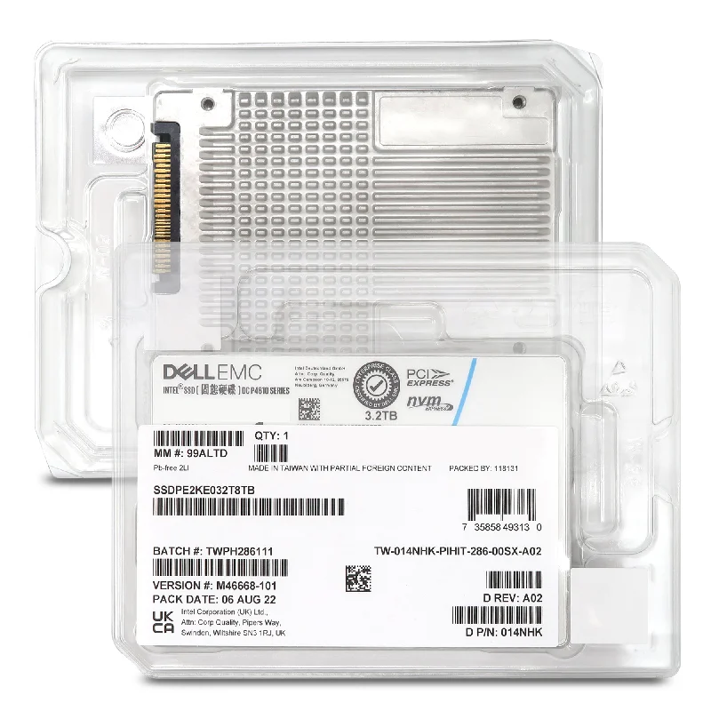 Dell P4610 SSDPE2KE032T8TB 014NHK 3.2TB PCIe Gen 3.1 X4 4GB/s 3D TLC 3DWPD U.2 NVMe 2.5in Solid State Drive Dell P4610 SSDPE2KE032T8TB 014NHK 3.2TB PCIe Gen 3.1 X4 4GB/s 3D TLC 3DWPD U.2 NVMe 2.5in Solid State Drive