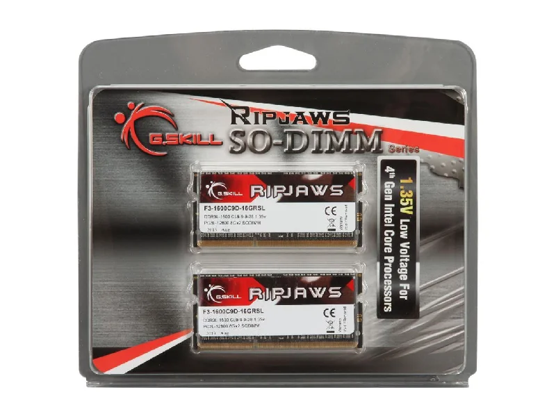 G.Skill Ripjaws Series 16Gb (2 X 8Gb) 204-Pin Ddr3 So-Dimm Ddr3L 1600 (Pc3L 12800) Laptop Memory Model F3-1600C9D-16Grsl G.Skill Ripjaws Series 16Gb (2 X 8Gb) 204-Pin Ddr3 So-Dimm Ddr3L 1600 (Pc3L 12800) Laptop Memory Model F3-1600C9D-16Grsl
