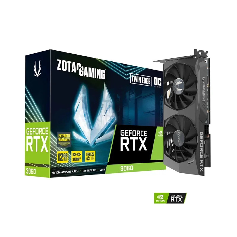 ZOTAC Gaming GeForce RTX 3060 Twin Edge, 12GB - GDDR6, PCI Express 4.0 Graphic Card | ZT-A30600H-10M ZOTAC Gaming GeForce RTX 3060 Twin Edge, 12GB - GDDR6, PCI Express 4.0 Graphic Card | ZT-A30600H-10M