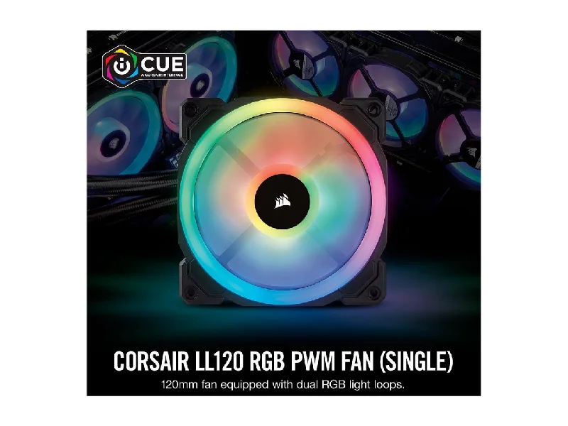 Corsair Ll Series Co-9050071-Ww Ll120 Rgb, 120Mm Dual Light Loop Rgb Led Pwm Fan, Single Pack Corsair Ll Series Co-9050071-Ww Ll120 Rgb, 120Mm Dual Light Loop Rgb Led Pwm Fan, Single Pack