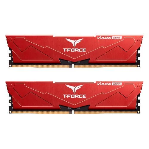 Team T-Force Vulcan 32GB Kit (2 x 16GB), DDR5, 5600MHz (PC5-44800), CL38, ECC, XMP 3.0, PMIC, DIMM Memory, Red Team T-Force Vulcan 32GB Kit (2 x 16GB), DDR5, 5600MHz (PC5-44800), CL38, ECC, XMP 3.0, PMIC, DIMM Memory, Red