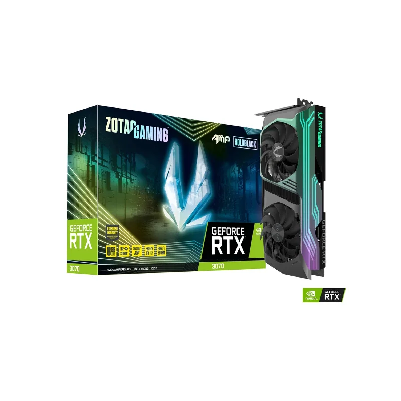 ZOTAC Gaming GeForce RTX 3070 Graphics Card - AMP Holo 8GB Memory GDDR6, PCI Express 4.0 Video Card, Quad Display, 3x Display Port, HDMI 2.1, VR Ready - (ZT-A30700F-10PLHR) ZOTAC Gaming GeForce RTX 3070 Graphics Card - AMP Holo 8GB Memory GDDR6, PCI Express 4.0 Video Card, Quad Display, 3x Display Port, HDMI 2.1, VR Ready - (ZT-A30700F-10PLHR)