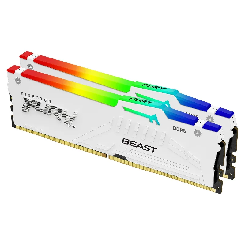 Kingston Technology FURY Beast 32GB 5600MT/s DDR5 CL36 DIMM (Kit of 2) White RGB EXPO Kingston Technology FURY Beast 32GB 5600MT/s DDR5 CL36 DIMM (Kit of 2) White RGB EXPO