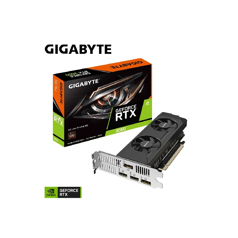 GIGABYTE GeForce RTX 3050 OC | Low Profile 6G Graphics Card | 6GB GDDR6 96-bit Memory | HDMI, Display Port - (GV-N3050OC-6GL) GIGABYTE GeForce RTX 3050 OC | Low Profile 6G Graphics Card | 6GB GDDR6 96-bit Memory | HDMI, Display Port - (GV-N3050OC-6GL)