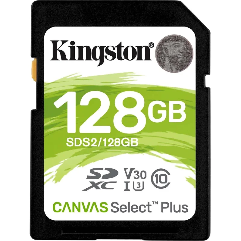 Kingston SDS2/128GB Canvas Select Plus SD Card For HD 1080p And 4K Video Cameras, 128GB Storage Capacity, Class 10/UHS-I (U3), 100MB/s Read Speed Kingston SDS2/128GB Canvas Select Plus SD Card For HD 1080p And 4K Video Cameras, 128GB Storage Capacity, Class 10/UHS-I (U3), 100MB/s Read Speed