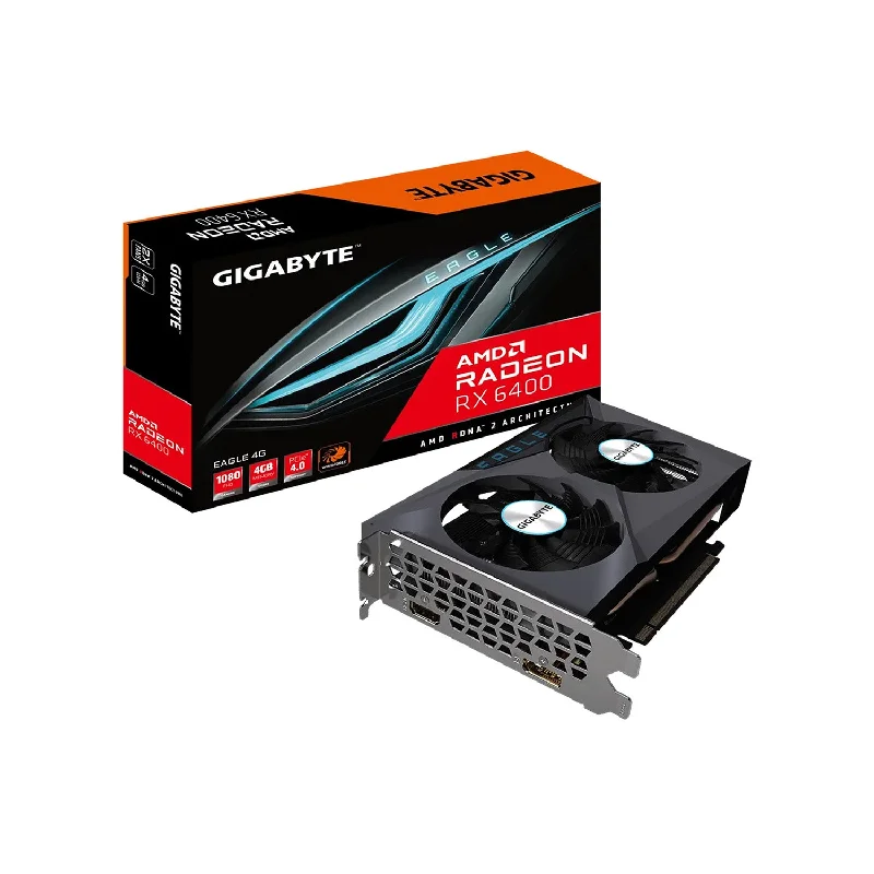 Gigabyte Radeon RX 6400 EAGLE Graphics card - 4GB GDDR6, PCI-E 4.0 Video card, HDMI, Display port (GV-R64EAGLE-4GD) Gigabyte Radeon RX 6400 EAGLE Graphics card - 4GB GDDR6, PCI-E 4.0 Video card, HDMI, Display port (GV-R64EAGLE-4GD)