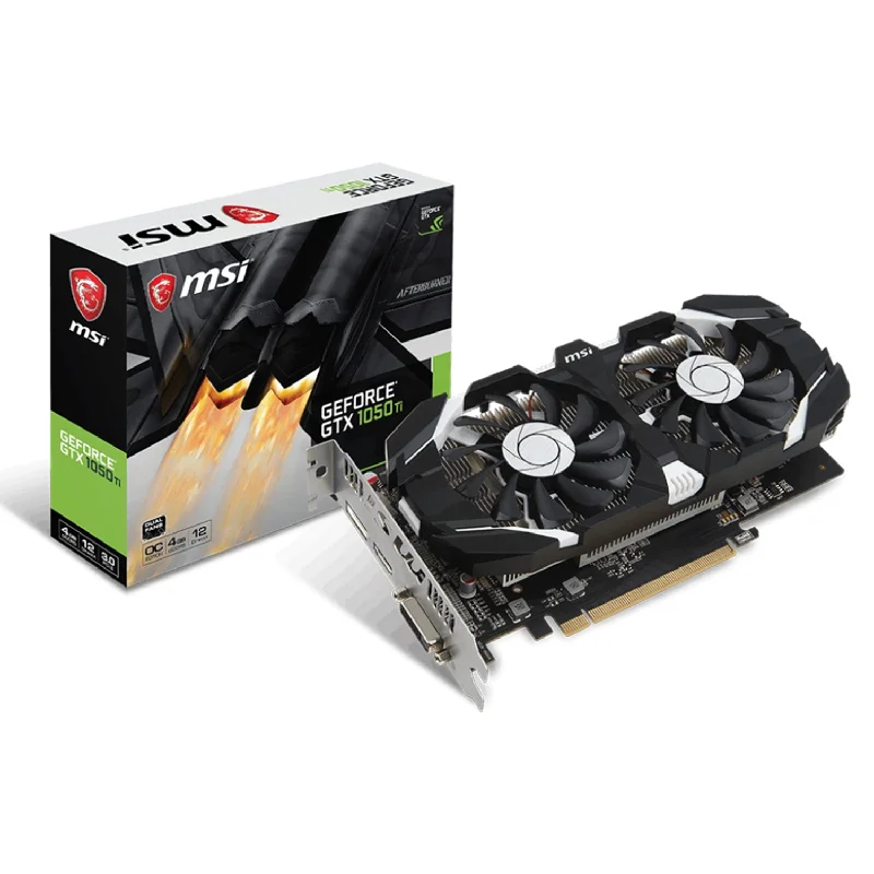 MSI GeForce GTX 1050 Ti Graphics Card 4GB GDDR5 PCI Express 3.0 ATX Video Card - HDMI, DP, DVI -D (GTX 1050 Ti 4GT OC) MSI GeForce GTX 1050 Ti Graphics Card 4GB GDDR5 PCI Express 3.0 ATX Video Card - HDMI, DP, DVI -D (GTX 1050 Ti 4GT OC)