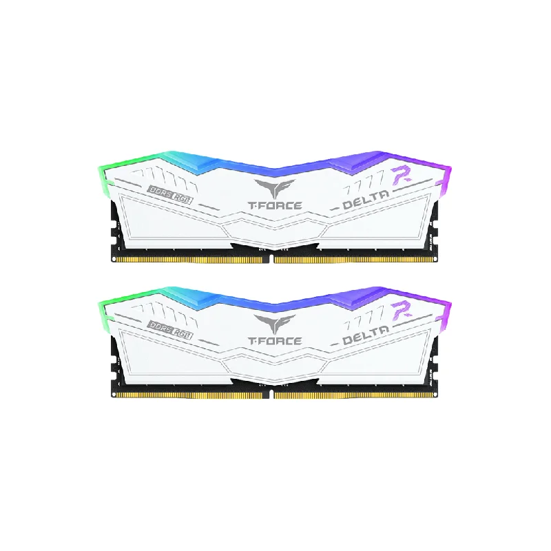 T-Force Delta RGB 32GB (2x16GB) White DDR5 5600MT/s CL36 Desktop Memory FF4D532G5600HC36BDC01 T-Force Delta RGB 32GB (2x16GB) White DDR5 5600MT/s CL36 Desktop Memory FF4D532G5600HC36BDC01