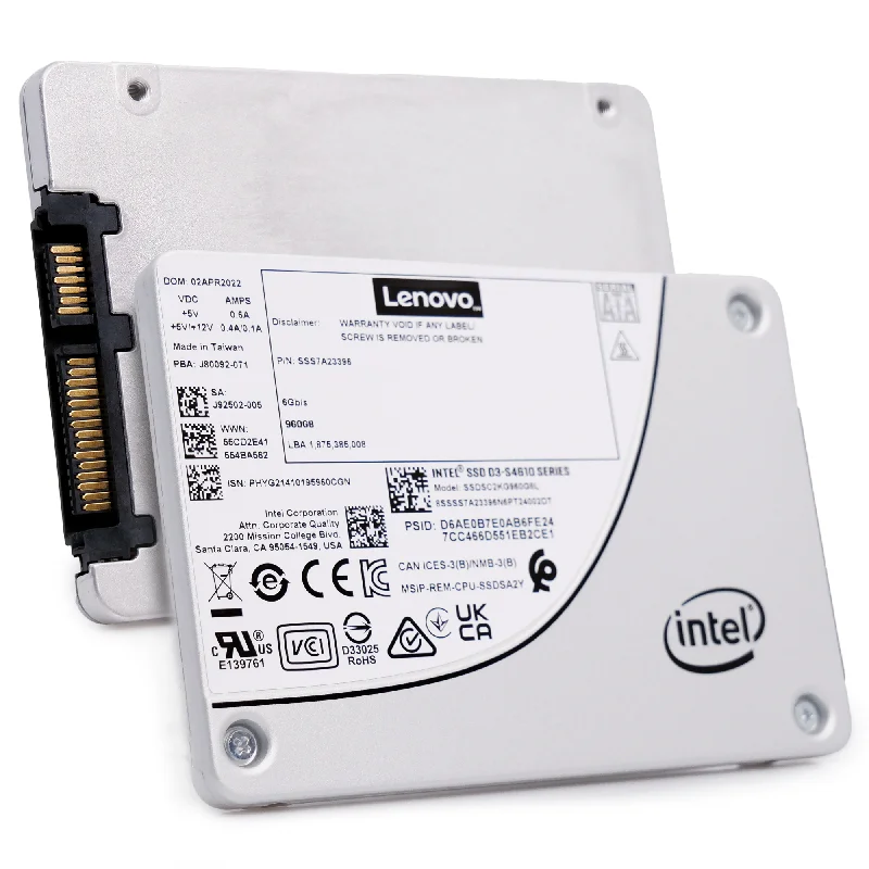 Intel/Lenovo S4610 SSDSC2KG960G8L1 960GB 3 DWPD SATA 6Gb/s 3D NAND TLC 2.5in Solid State Drive Intel/Lenovo S4610 SSDSC2KG960G8L1 960GB 3 DWPD SATA 6Gb/s 3D NAND TLC 2.5in Solid State Drive